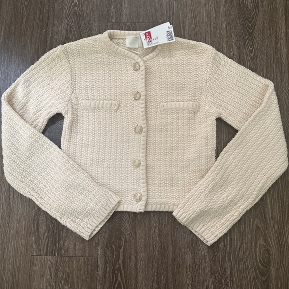 H&M Tops - NWT: Cream Textured Button-Up Cardigan